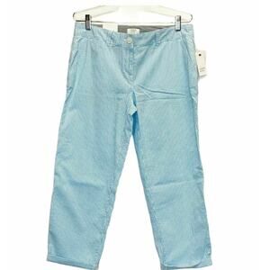 Crown & Ivy Slim Fit blue sz 4 chino straight ankle Pants Striped flat cropped